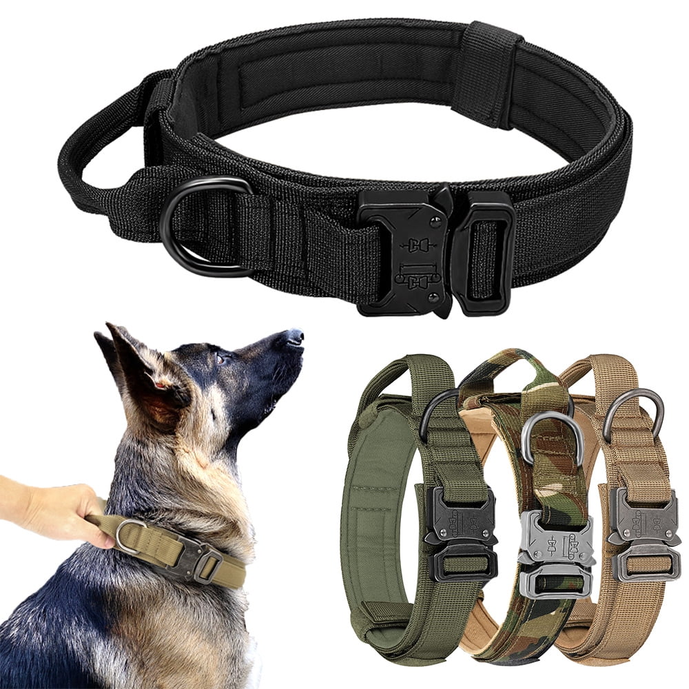 DABEI Military-Grade Tactical Dog Collar with Handle - Heavy Duty Collar for Medium and Large Dogs - Provides Ultimate Control and Comfort