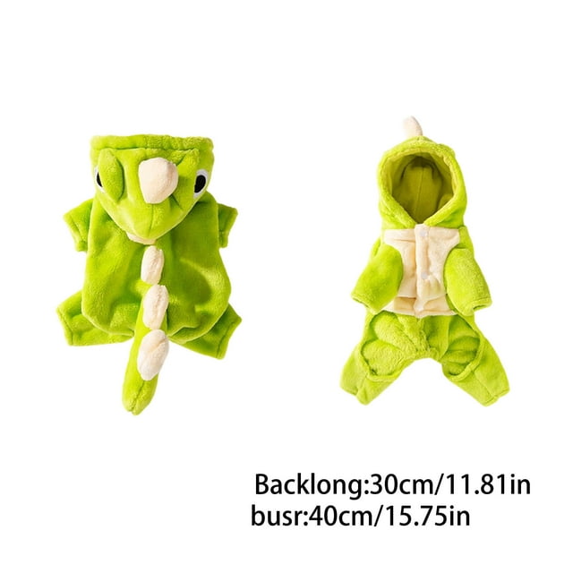 Ropa de Perro de Invierno Lindo Pequeño Dinosaurio Transformado en Pequeño Traje de Perro, Otoño E Invierno Flanela Cálida Gato Ropa de Mascota, Capucha con Snaps Xs Ropa de Perro