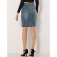 thumbnail image 4 of Falda Vaquera Midi Básica Desgastada De Cintura Alta Con Dobladillo Rasgado Y Lavado Para Mujer Gris Azulado XL, 4 of 5