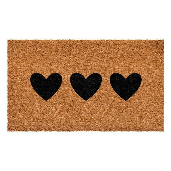 Calloway Mills 109921224 12 x 24 in. Trio Hearts Rectangular Doormat, Natural & Black