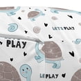 thumbnail image 2 of Cartoon Pouf Cover with Zipper, Let's Play Message from Turtle and Snails Hearts Animal Love, Soft Decorative Fabric Unstuffed Case, 30" W X 17.3" L, Pale Blue Dust White, by Ambesonne, 2 of 3