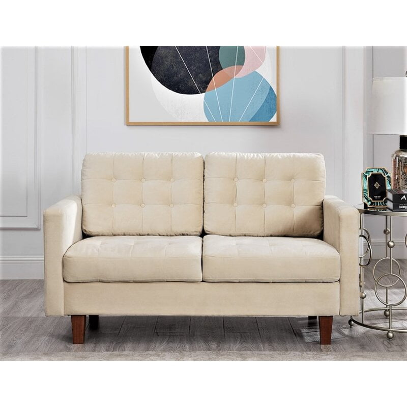 Brawith Velvet Loveseat, Ivory