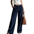 thumbnail image 2 of Womens Wide Leg Corduroy Trousers High Waisted Relaxed Fit Button Fastening Pants With Multi Pockets Casual Navy XXXL, 2 of 4