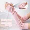 thumbnail image 4 of Guantes cálidos sin dedos con orificio para el pulgar, calentadores de brazos elásticos, unisex, clásicos, a la moda, sin dedos, 4 of 6