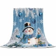 thumbnail image 2 of Christmas Ball Throw Flannel Blanket 50x60In Snowman Gifts Xmas Tree Snowflake Blue Super Soft Cozy Bed Blanket, Lightweight Plush Fuzzy Bed Throw for Bedroom Sofa Couch Living Room, 2 of 4