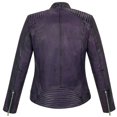thumbnail image 5 of Skylinewears Women's Long Sleeve Zipper Closure Moto Biker Real Leather Female Jacket Purple Size S, 5 of 10