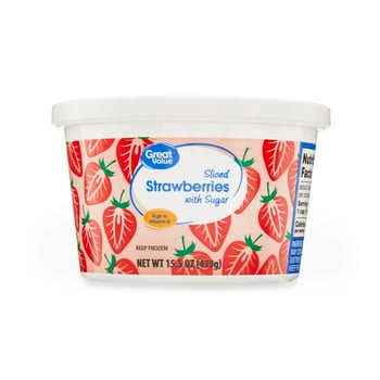 Great Value Sliced Strawberries with Sugar, 15.5 oz (Frozen)