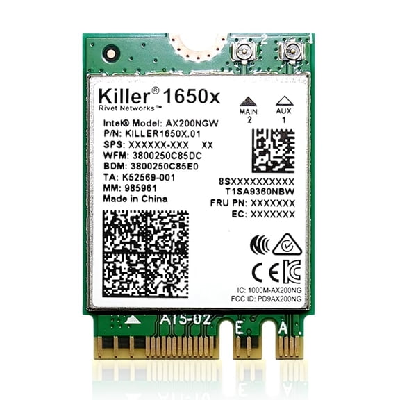 HighZer0 Electronics AX1650x Killer Series WiFi 6 Upgrade | Gaming WiFi Adapter | M.2 Wifi Card for PC | 2.4 Gbps WiFi for PC | Supports Bluetooth 5.2 & Intel, AMD, Windows 10 , Linux