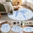 thumbnail image 5 of Large Round Rug 8Ft Washable Non-Slip, Cute Bow Circle Area Rugs for Living Room Bedroom, Blue Bowknot Minimalist Solid Color Indoor Floor Mats Carpet Runner for Home Decor, 5 of 8
