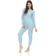 thumbnail image 4 of BILLIONHATS 3 Pack of 2pc Thermal Sets for Women, Base Layer Long Johns Underwear, Top & Bottom, Cotton, Solid Colors (Large, Light Blue), 4 of 6