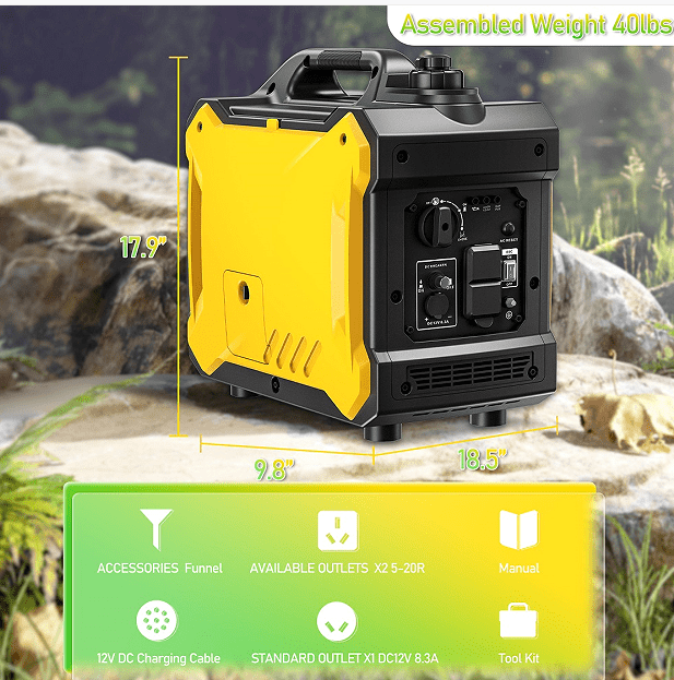 YDSM Super quiet Inverter Generator 2000w portable generator, 79.7cc ultra light EPA compliant