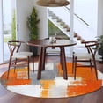 thumbnail image 4 of Burnt Orange Grey Round Rugs 8ft, Oil Painting Smear Modern Abstract Art Non Slip Washable Rug Runner, Low Pile Indoor Floor Carpet Mat Bathroom Rugs for Living Room, Bedroom, Kids Room, 4 of 9