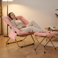 thumbnail image 4 of Pirecart Foldable Lazy Chair, Soft Faux Fur Reading Chair for Living Room, Large size Comfy Saucer Chair, Pink, 4 of 10