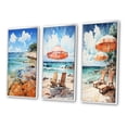thumbnail image 3 of Designart "Southern Shoreline Echoes" Nautical & Beach Framed Wall Art Set Of 3 - Turquoise Beach Sand Frame Canvas Set For Living Room Decor, 3 of 6