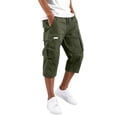 thumbnail image 2 of CQONEPT Mens Capri Cargo Pants Elastic Waist Drawstring Pant Stretch Straight Fit Trousers with Multi Pockets Army Green XL, 2 of 5