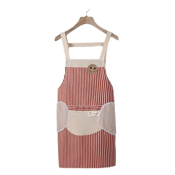 Delantal impermeable a rayas para cocina, algodón y lino, para mujer, 72 x 68 cm