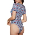 thumbnail image 2 of Saiise Pyjama d'Hiver Motif Teckel pour Femmes, Manches Courtes, Col Rond, Justaucorps Extensible avec Fermeture à Pression-Petit, 2 of 7