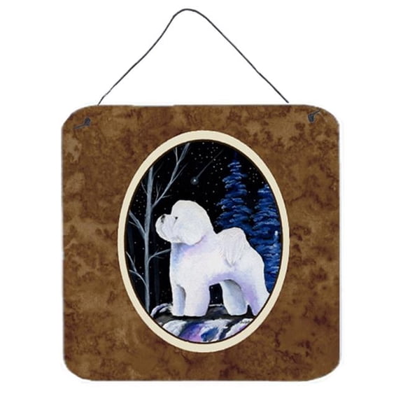 6 x 6 in. Starry Night Bichon Frise Aluminium Metal Wall or Door Hanging Prints