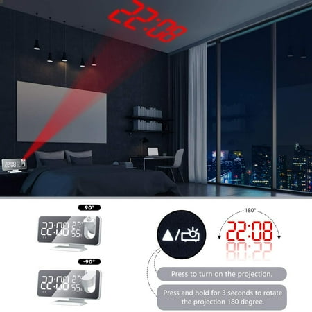 Loud Dual Alarm Clock Digital Digital Projection Alarm Clock Large LED Screen Alarm Clock Radio Loud Dual Alarm Clock for Heavy Sleeper Kid Elderly