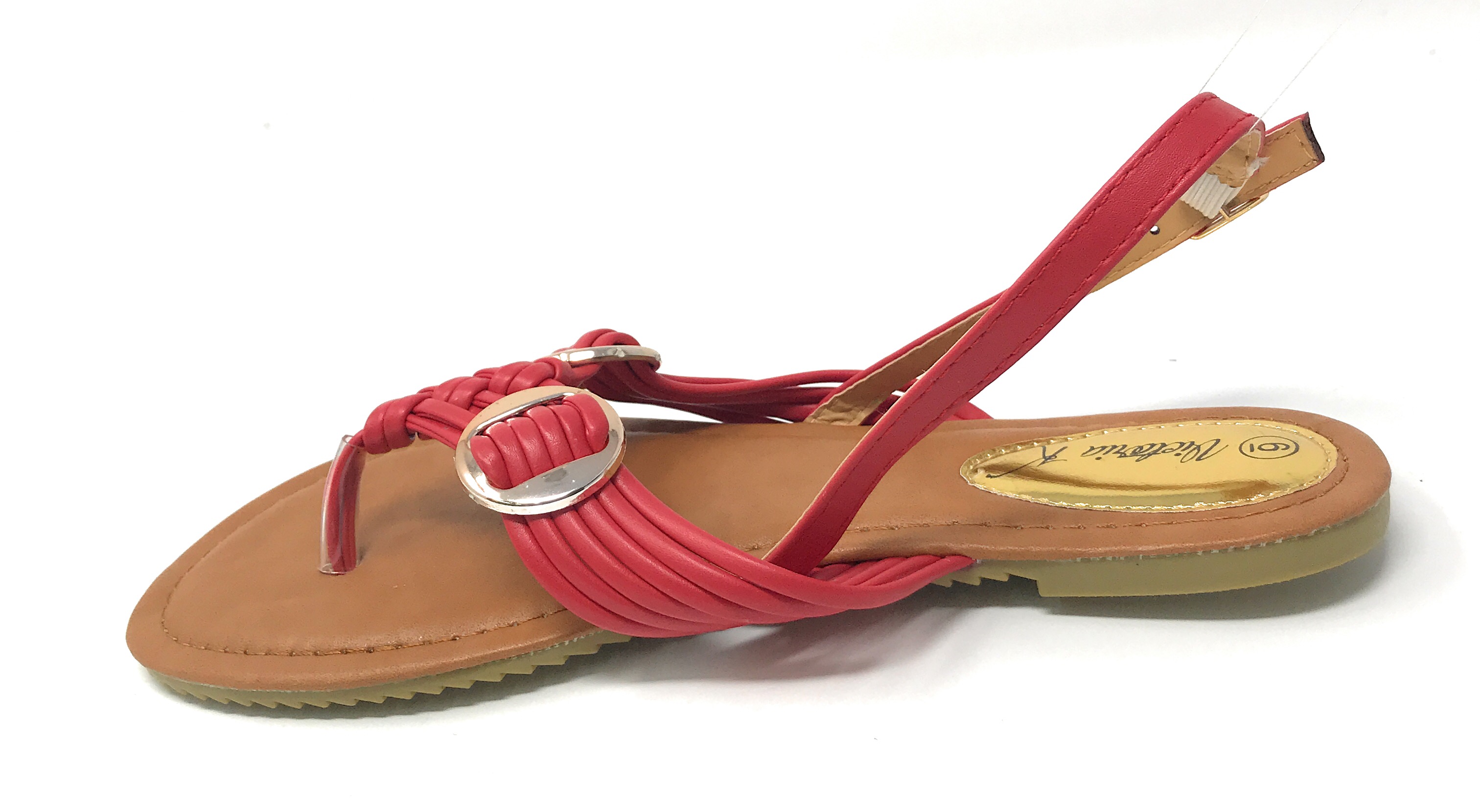 Victoria K Women's Multi Straps With Gold Side Buckles Sandals