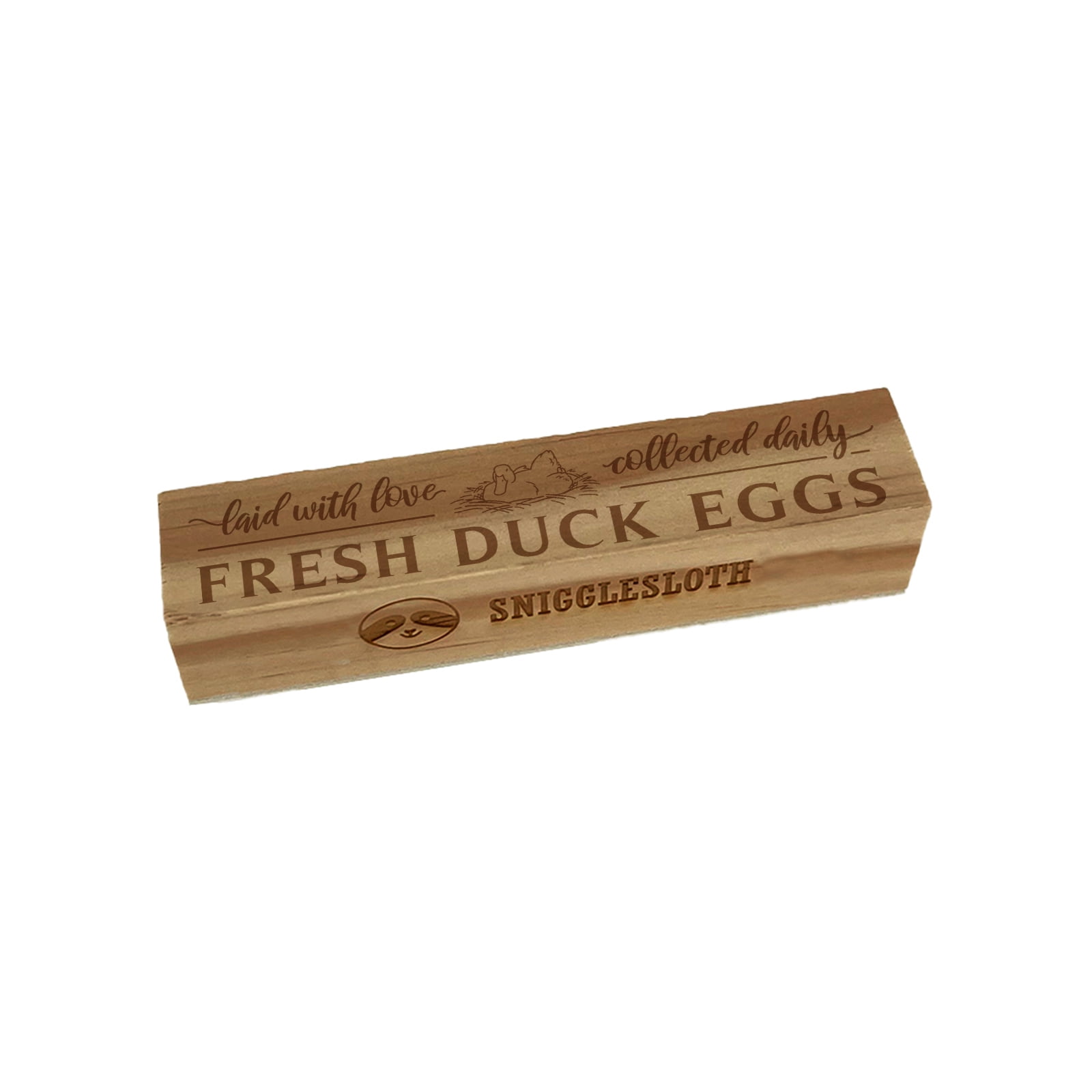 Fresh Duck Eggs Laid with Love Collected Daily Rectangle Rubber Stamp for Stamping Crafting 2.50in Small 