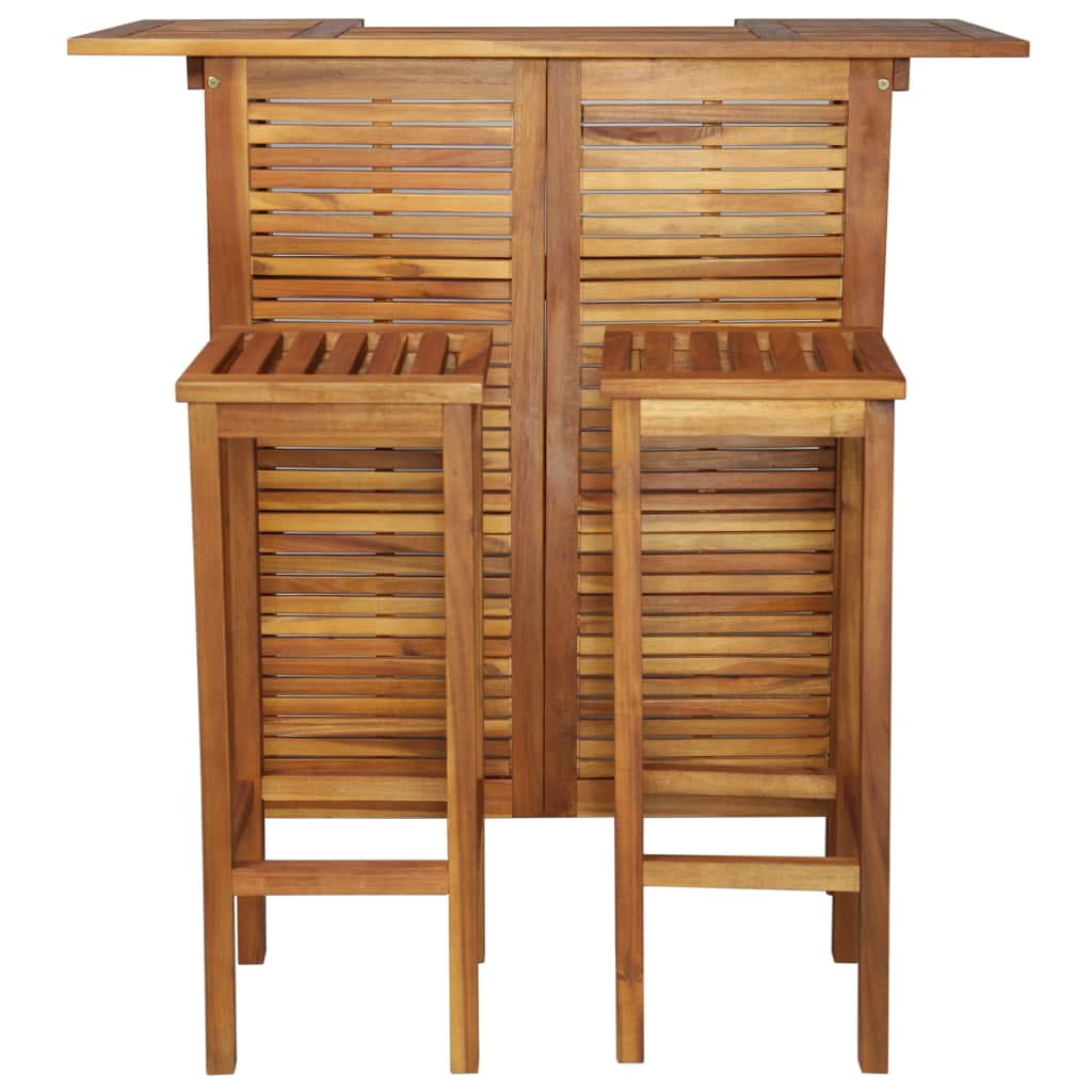 Kepooman Outdoor Patio Solid Acacia Wood Rectangle Bistro Table Set, Set of 3, Brown Kepooman Outdoor Patio Solid Acacia Wood Rectangle Bistro Table Set, Set of 3, Brown