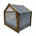 thumbnail image 2 of Japanese Pet House, Flower Petals in Circles with Ornate Leaves Abstract Eastern, Outdoor & Indoor Portable Dog Kennel with Pillow and Cover, 5 Sizes, Charcoal Grey Dark Blue, by Ambesonne, 2 of 5