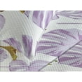 thumbnail image 3 of Ambesonne Tropical Quilted Coverlet 3 Pcs, Bicolour Art Lilly Flowers, King Size, Pale Purple Amber Mustard, 3 of 4