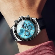 OLEVS Watches for Men Chronograph Multifunction Sport Silicone Luxury Dress Moon Phase Quartz Male Watch Waterproof Mens Wrist Watches Reloj para Hombre,plated golden/Black/White/Blue/Grey Dial