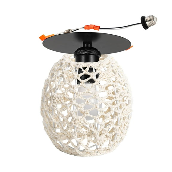 Kiven Can Lights Retrofit Recessed Lighting, 4/5/6 Inch Replacement Conversion Kit, Hemp Rope Farmhouse Recessed Lighting Converter Kit for Hallway Kitchen,White TB3335