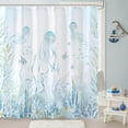 thumbnail image 3 of Nautical Sea Jellyfish Shower Curtain, Teal Summer Ocean Life Beach Cool Shower Curtain Bathroom Decor 72 ×72 inch, 3 of 6