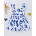 thumbnail image 5 of 2T Baby Girls Dress 3T Girls 2PCS Sleeveless Dress Toddler Girls Plaid Dress Toddler Girls Summer Floral Dress Blue, 5 of 10