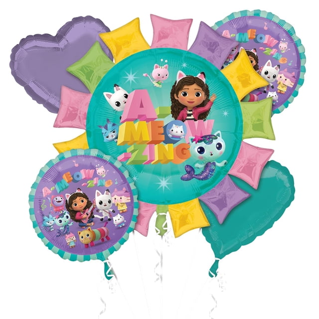 Ramillete de globos Amscan Anagram 4553101 Gabby's Dollhouse, 5 unidades