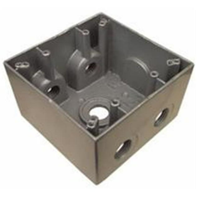 Morris Products 36370 Weatherproof Boxes - Two Gang Deep 37 Cubic Inch Capacity - 5 Outlet Holes 0.5 In. Gray