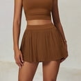 thumbnail image 2 of Women's High Waist Pleated Athletic Skort with Built-in Shorts- Small, Brown, 2 of 6