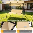 thumbnail image 3 of Ktaxon 3-Person Porch Swing with Stand, Outdoor Swing Chair with Adjustable Canopy & Cushion, Khaki, 3 of 7