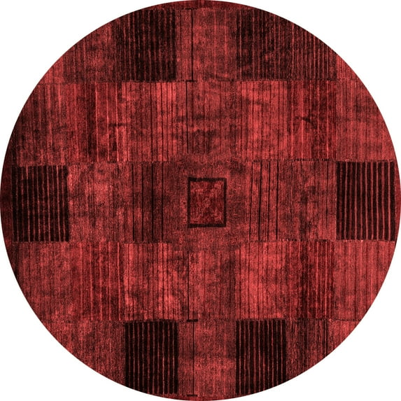 Ahgly Company Machine Washable Indoor Round Oriental Red Modern Area Rugs, 7' Round