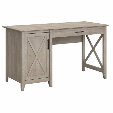 Bush Furniture Key West 54 Computer Desk with Storage Washed Gray