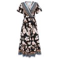 thumbnail image 2 of Itsame Womens Casual Dresses Printed V-neck Thin Dress Black Size M, 2 of 7