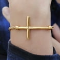 thumbnail image 6 of Women's Cross Bracelet,14K Yellow Gold Vintage Charm Beaded Bracelets,Religious Prayer Jewelry Gifts, 6 of 8