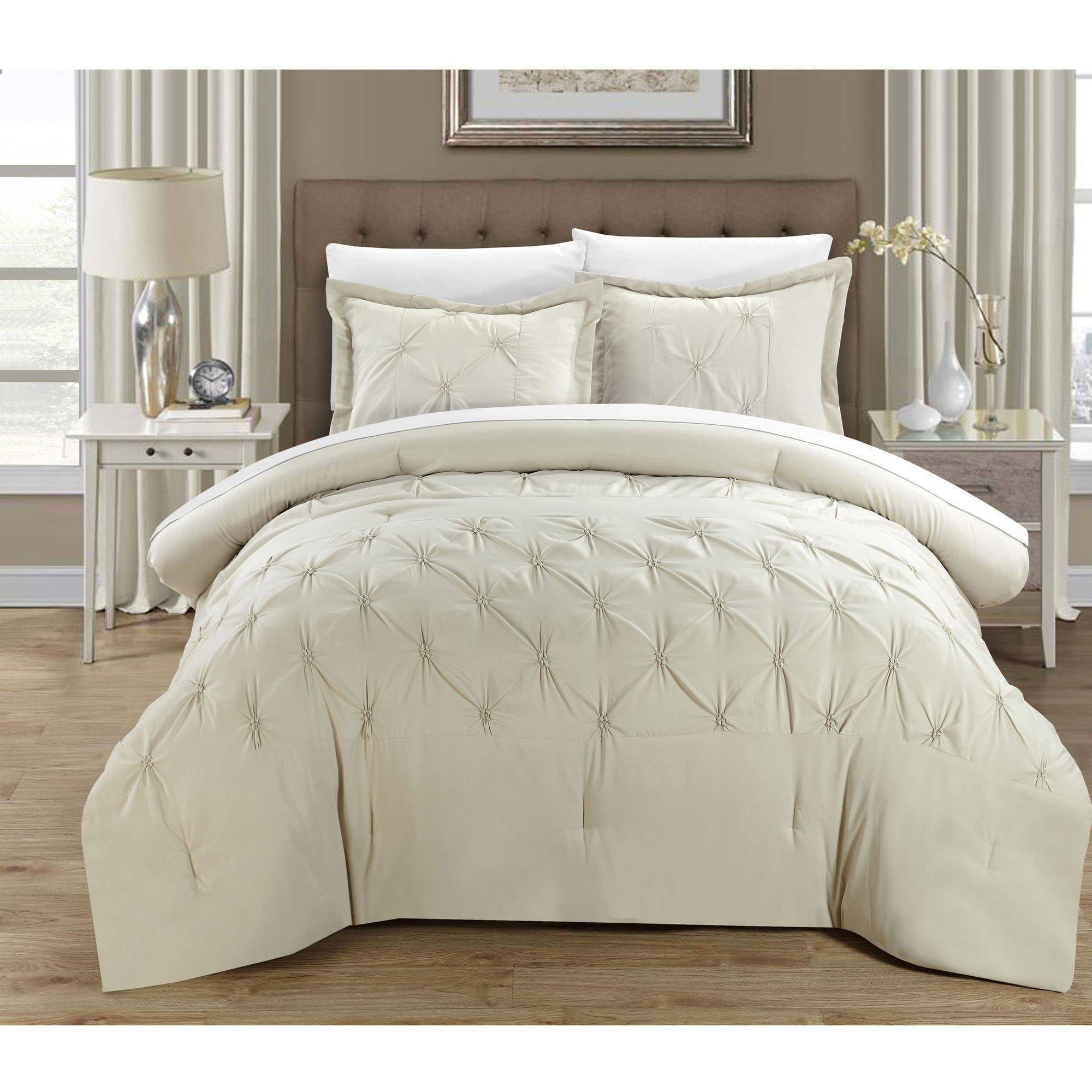 3 Piece Nikola Pinch Pleat Pintuck Duvet Cover Walmart Com