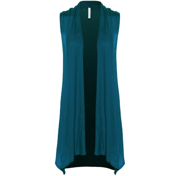 Made by Olivia Women's Lightweight Sleeveless Draped Open Front Cardigan Vest - Made in USA