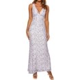 thumbnail image 1 of Vestido largo Realtix Elegante de encaje floral con cuello en V sin espalda, morado, 1 of 6