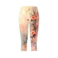 thumbnail image 5 of Jxximdong Leggings for Women Leggings For Women Floral Print High Waist Pants Knee Length Slim Fit Yoga Cropped Trouser Yellow M Yoga Pants, 5 of 5