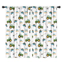 Blackout Kids Curtains,Cartoon Tractors Wheelbarrows White Pattern Childrens Insulated Curtains Set Of 2,Bedroom Essentials,Toddler Room Decor 42"x84"