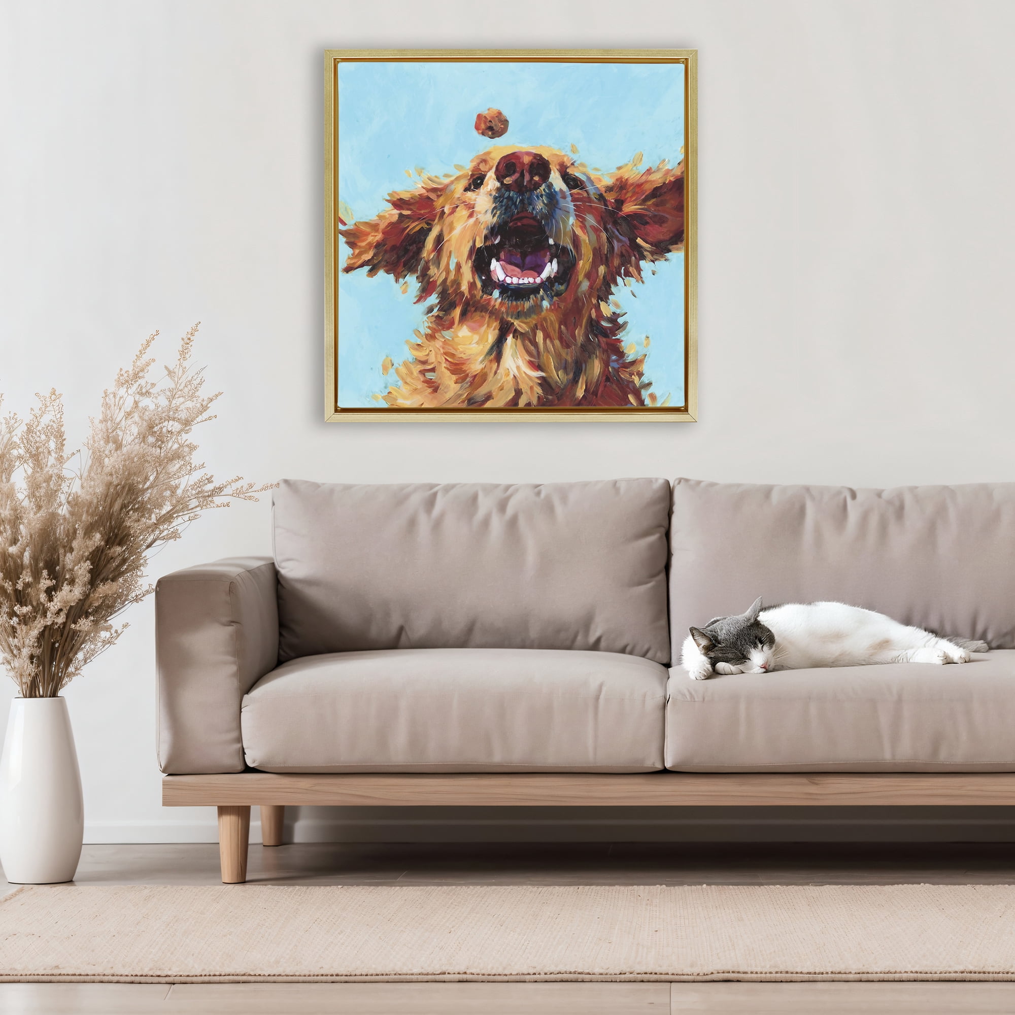 Stupell Industries Treato Loyal Dog Gold Framed Floater Canvas Wall Art, design by Studio Bautista