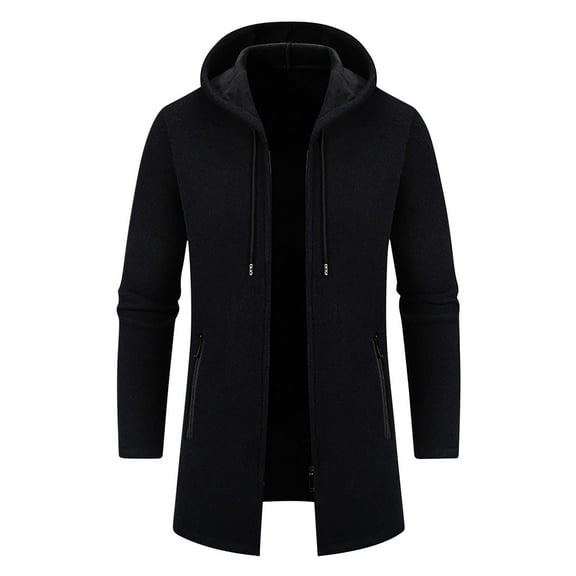 Pejock Men's Casual Hooded Jacket - Long Sleeve Zip Up Polyester Outerwear with Pockets, Lightweight Relaxed Fit for Outdoor Streetwear and Daily Wear