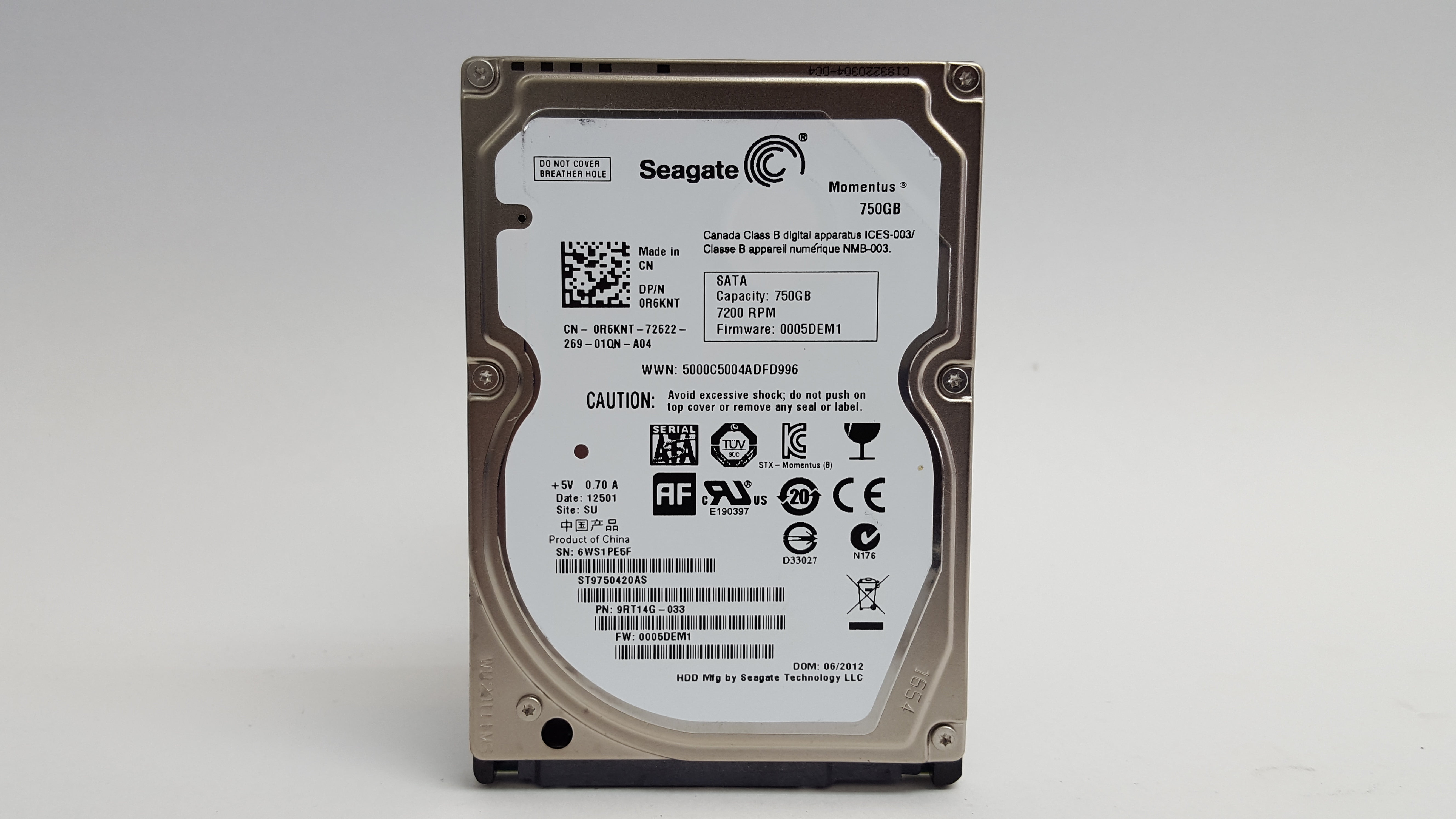 Refurbished Seagate Momentus ST9750420AS 750GB 2.5" SATA II Laptop Hard Drive