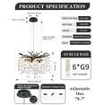 thumbnail image 6 of Modern Tree Branch Crystal Chandelier Luxury Black Crystal Pendant Lighting 18" Contemporary 6-Light Chandeliers for Dining Room Kitchen Bedroom Living Room, 6 of 9