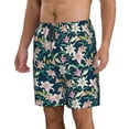 thumbnail image 2 of Kdxio Lilies Flowers Pattern Mens Casual Shorts - Drawstring Summer Beach Sports Shorts for Men, 2 of 9